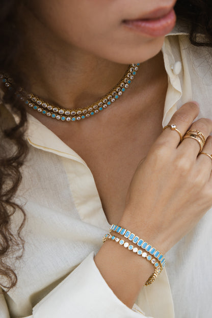 Round Bezel CZ Tennis Necklace - Velani Jewelry
