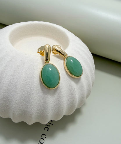 Green Quartz Oval Drop Dangling Earrings – Velani Jewelry