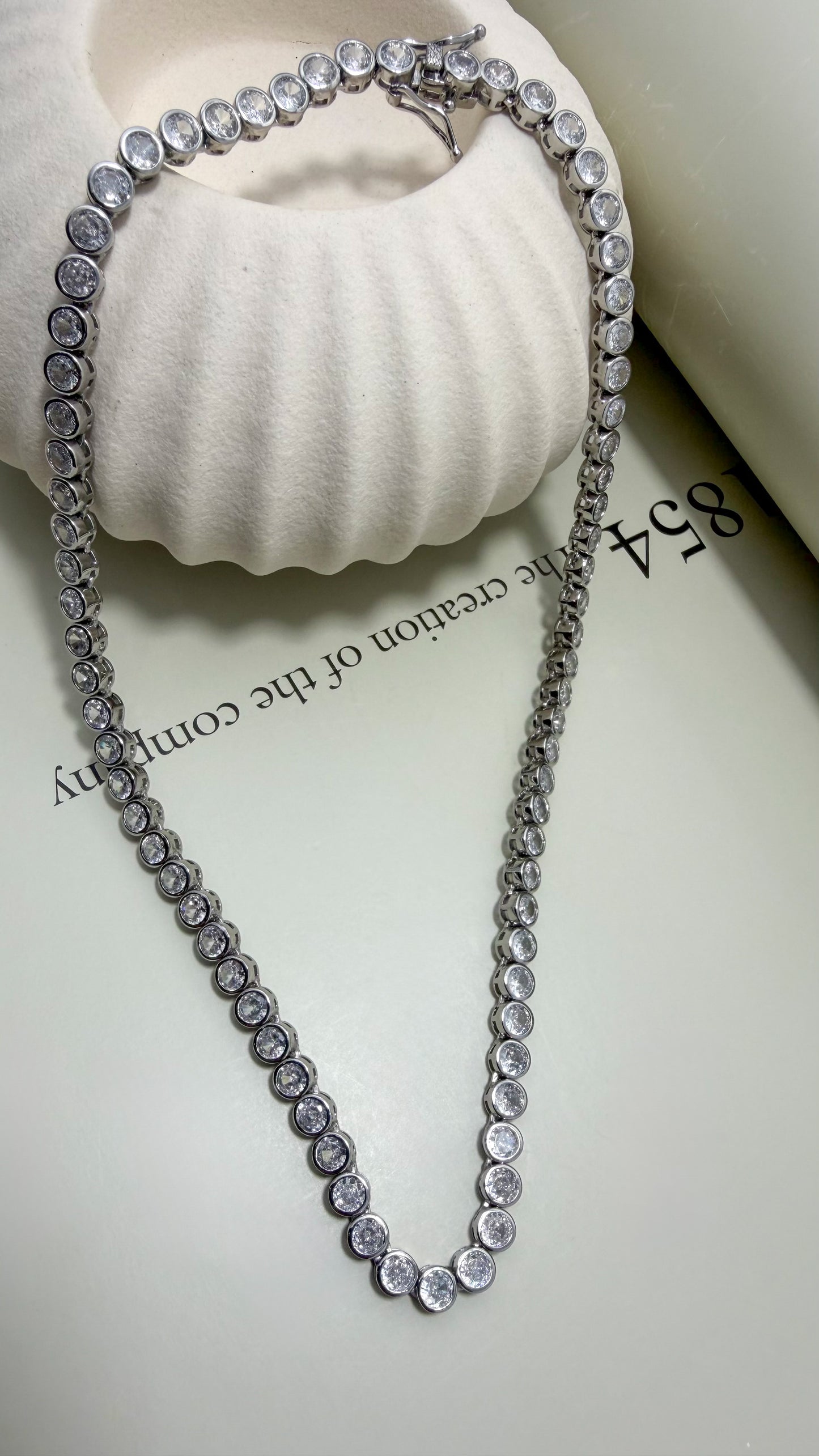 Round Bezel CZ Tennis Necklace - Velani Jewelry