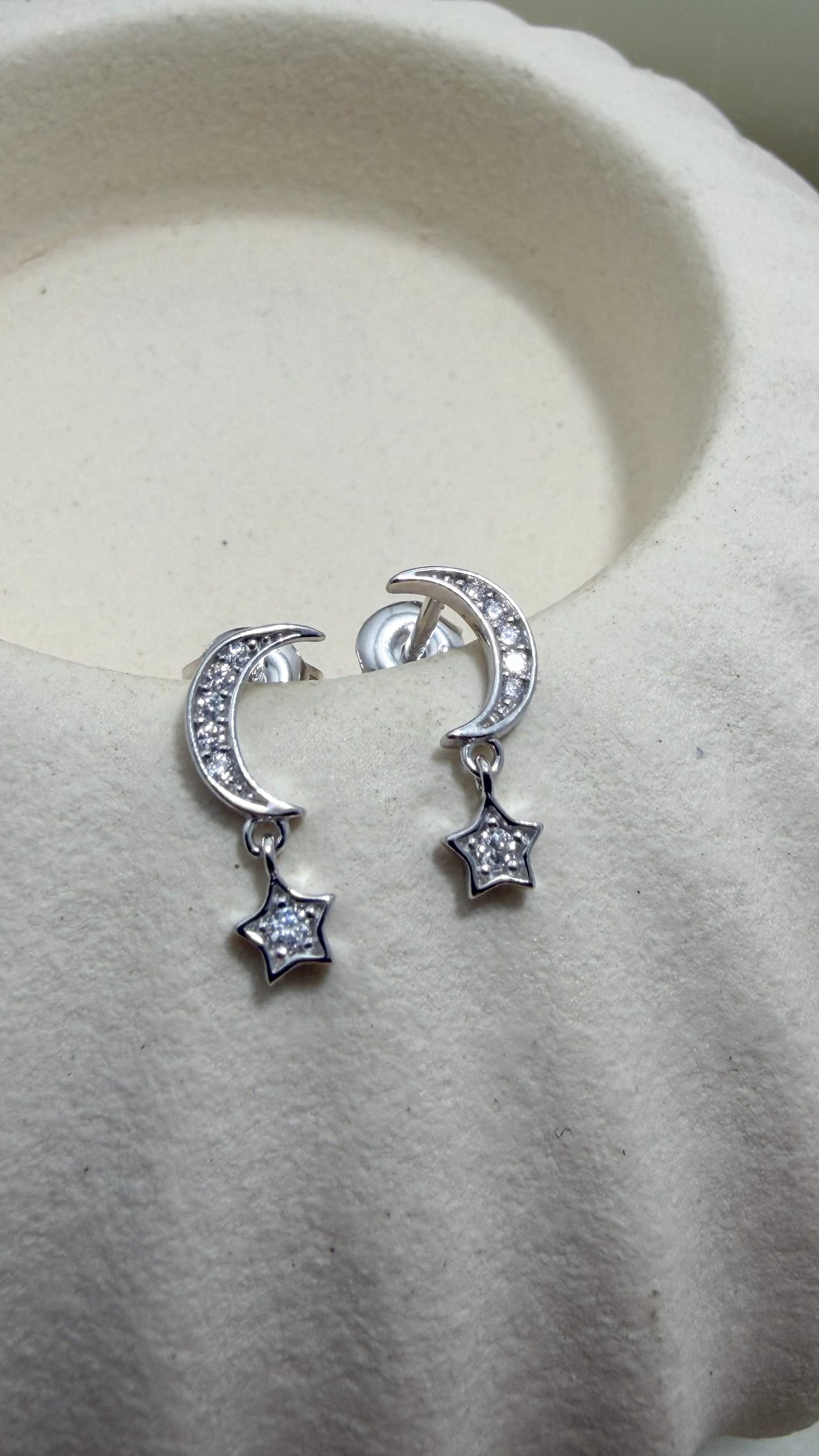 Celestial Moissanite Drop Studs Sterling Silver - Velani Jewelry
