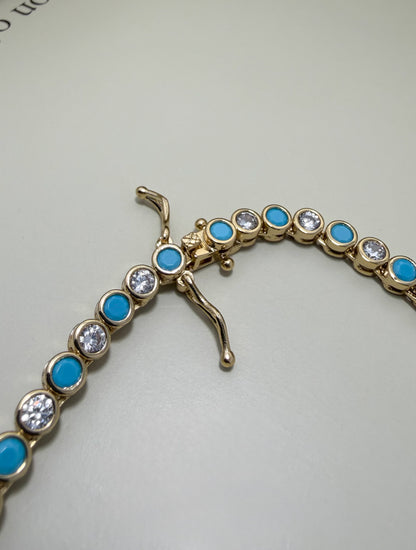 Round Bezel CZ Tennis Necklace - Velani Jewelry