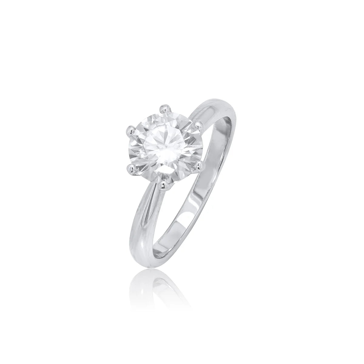 Velani Jewelry Solitaire Engagement Ring — Sterling Silver Moissanite