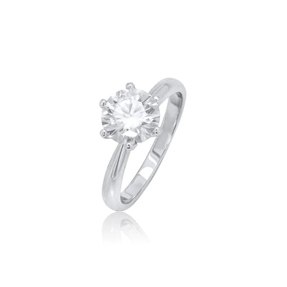 Velani Jewelry Solitaire Engagement Ring — Sterling Silver Moissanite