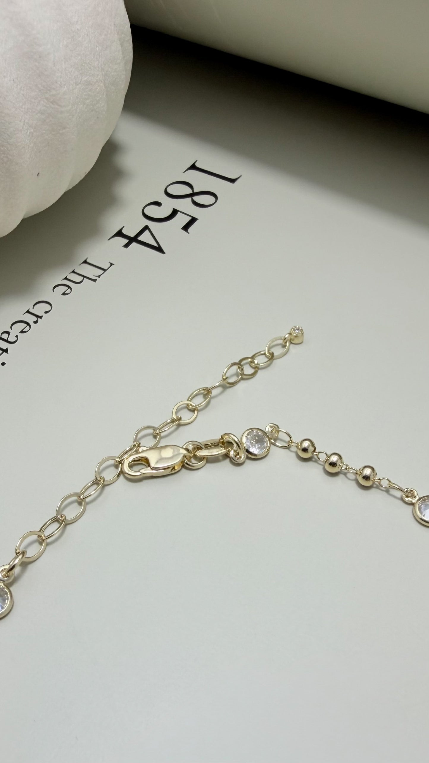Beaded CZ Station Anklet - Velani Jewelry
