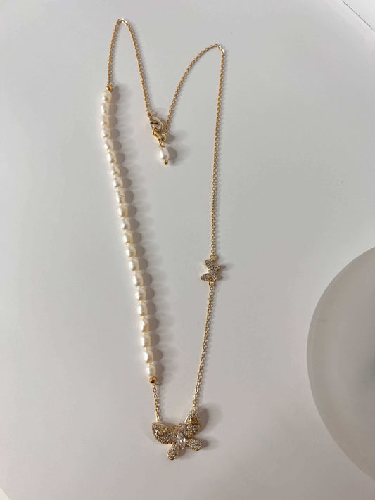 Velani Butterfly Pearl Necklace