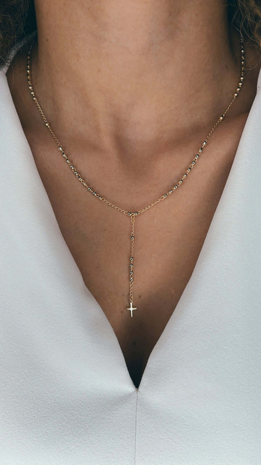 Velani Dainty Cross Rosary Necklace