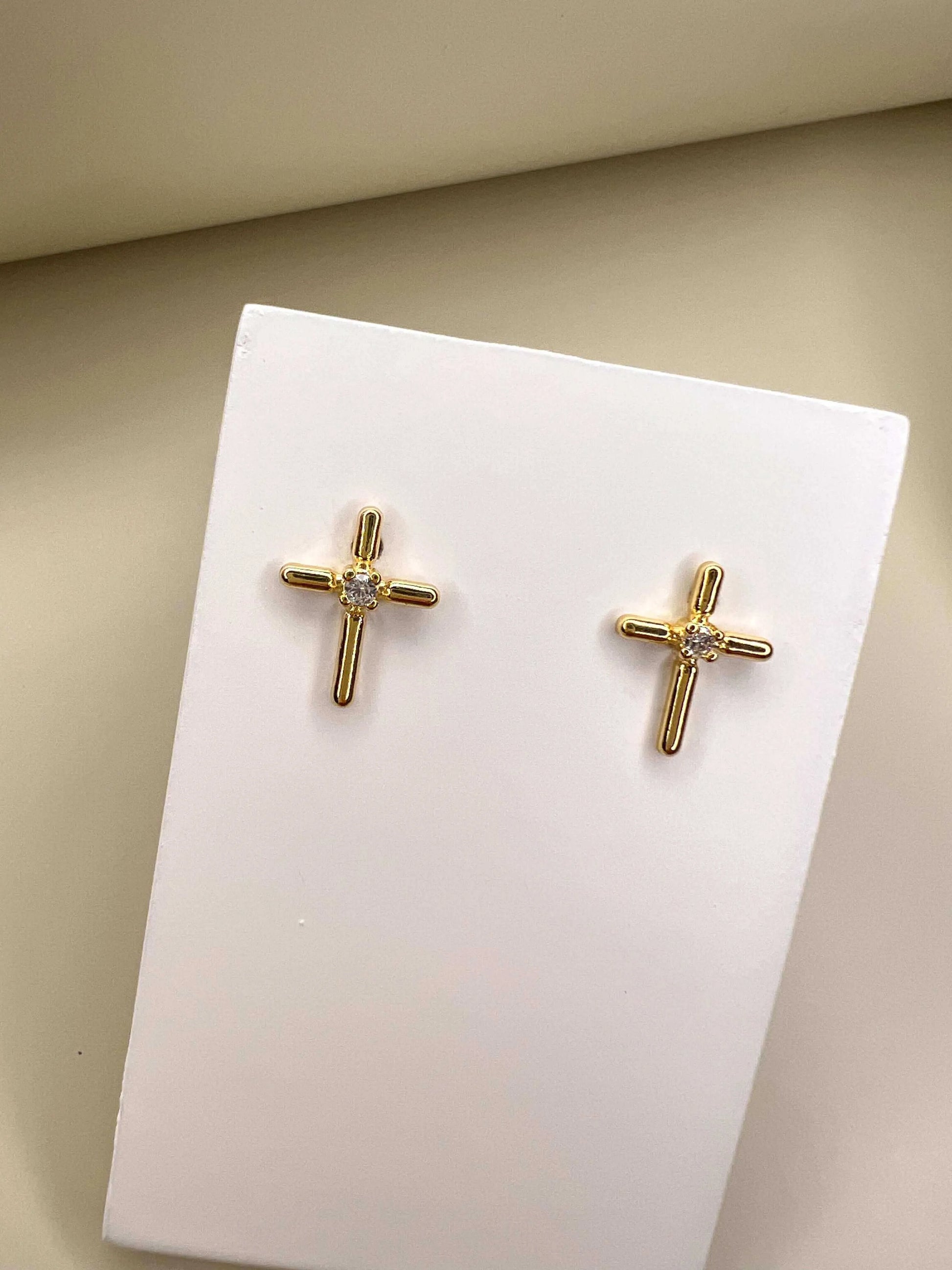 Velani Delicate Cross Earrings with Cubic Zirconia