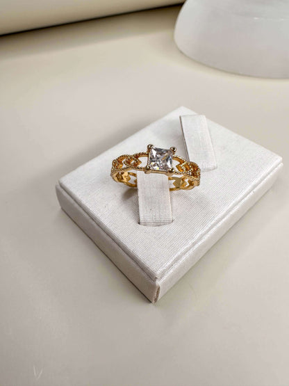 Velani Design Ring with Solitaire Square CZ