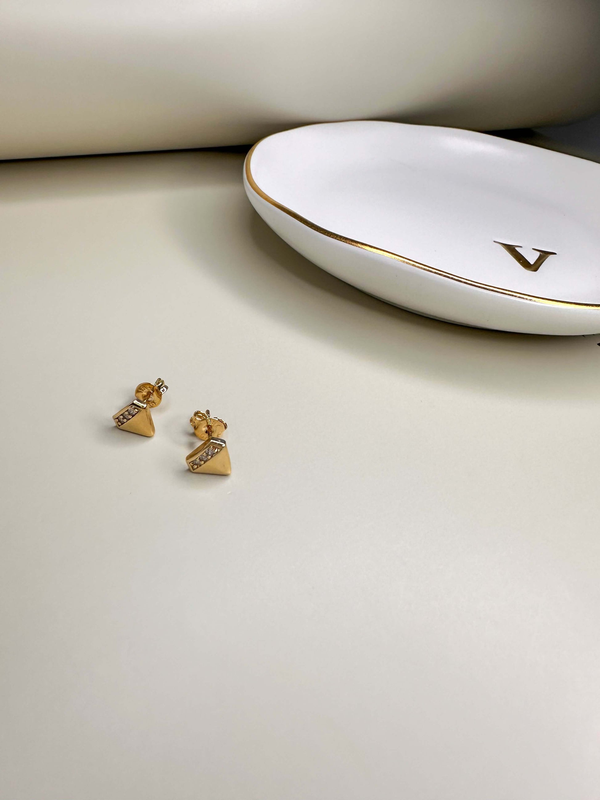 Velani Diamond Shape Gold and CZ Studs