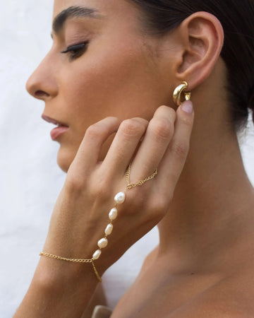 Velani gold-filled chain hand bracelet with ring attachment