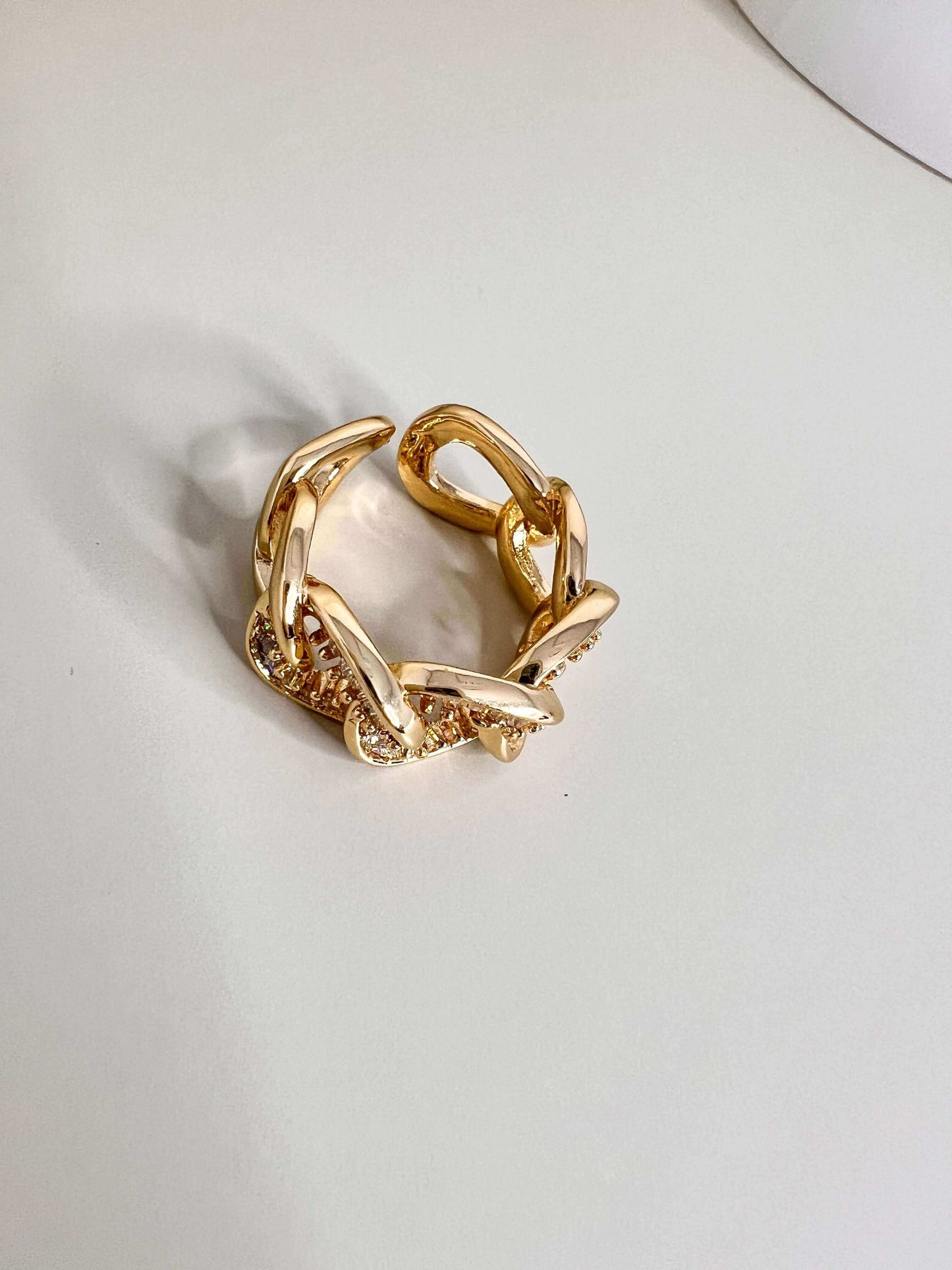 Velani Jewelry Adjustable Big Chain Baguette CZ Ring