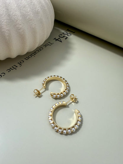 Velani Jewelry C Hoop Pearl Earrings