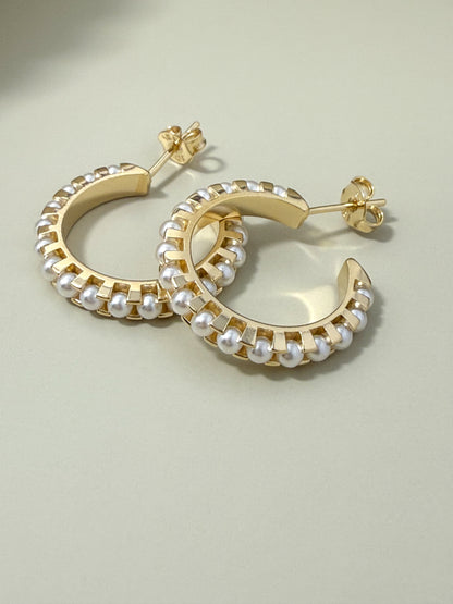 Velani Jewelry C Hoop Pearl Earrings