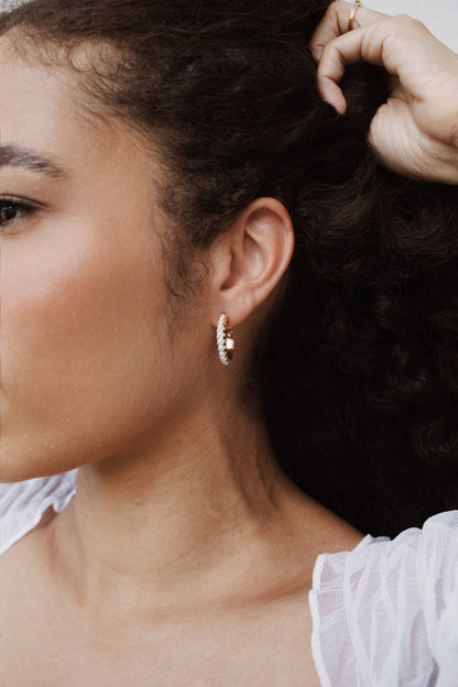 Velani Jewelry C Hoop Pearl Earrings