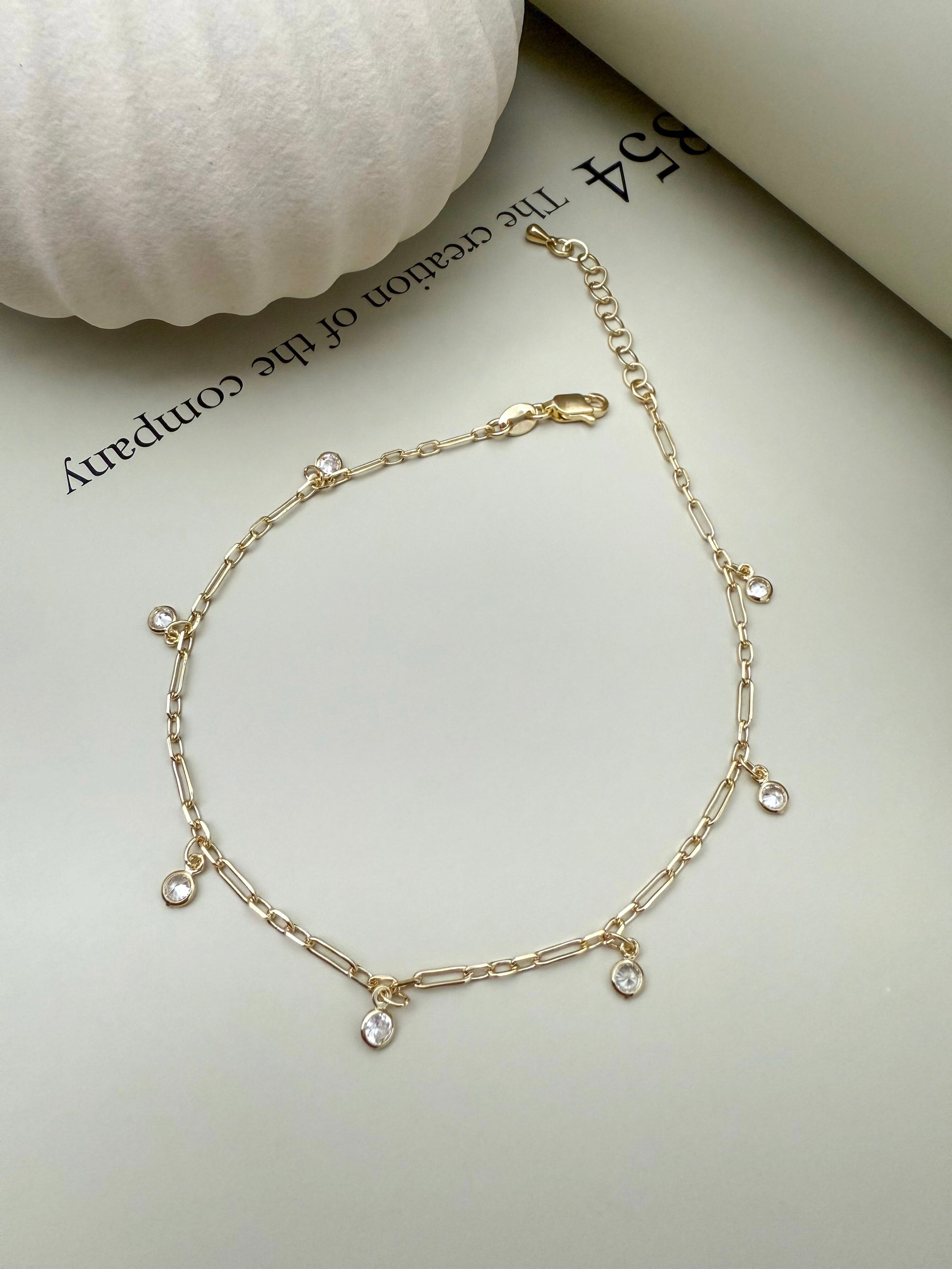 Velani Jewelry Dainty Bezel Charm Anklet