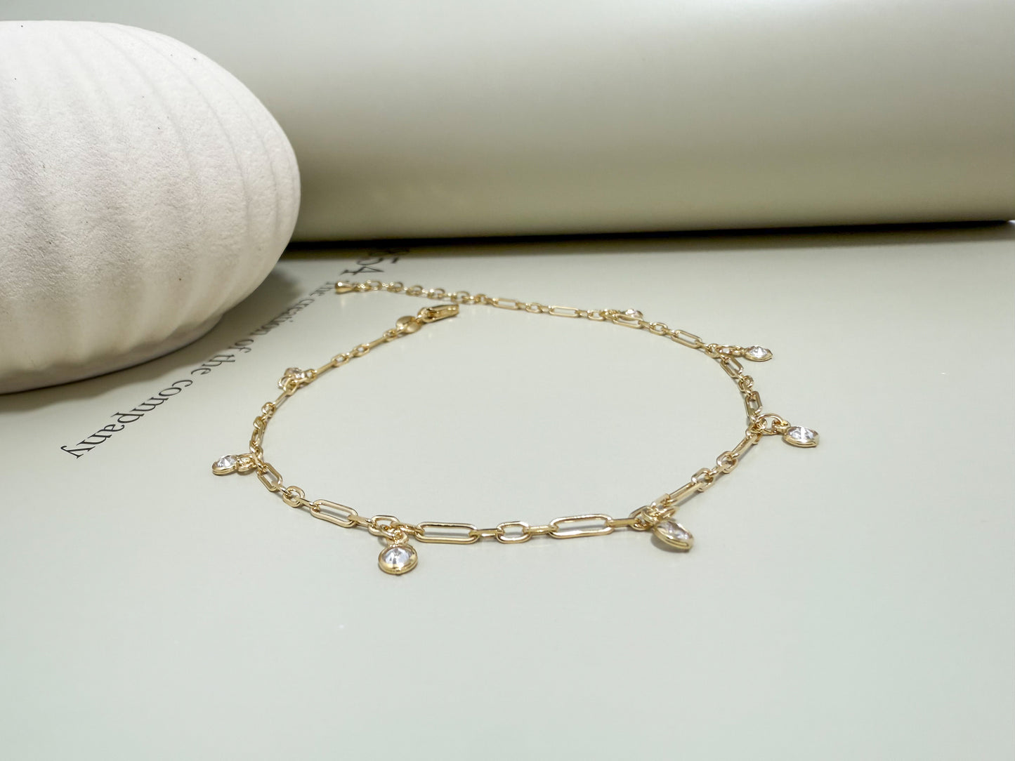 Velani Jewelry Dainty Bezel Charm Anklet