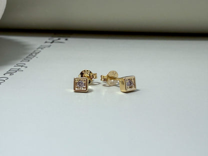 Velani Jewelry Dainty CZ Square Stud Earrings