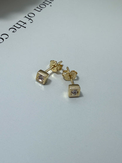 Velani Jewelry Dainty CZ Square Stud Earrings