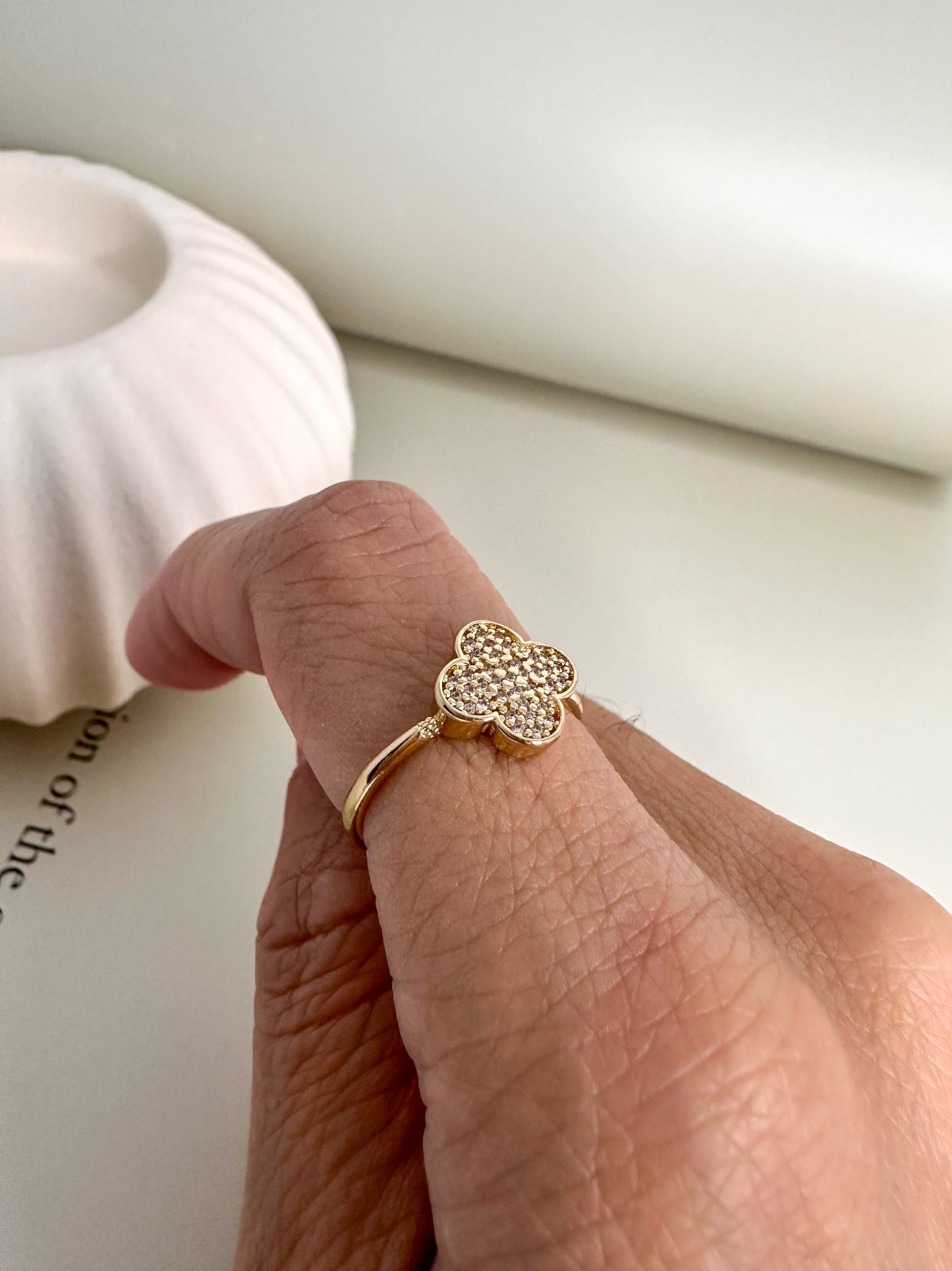 Velani Jewelry Dainty Clover Ring