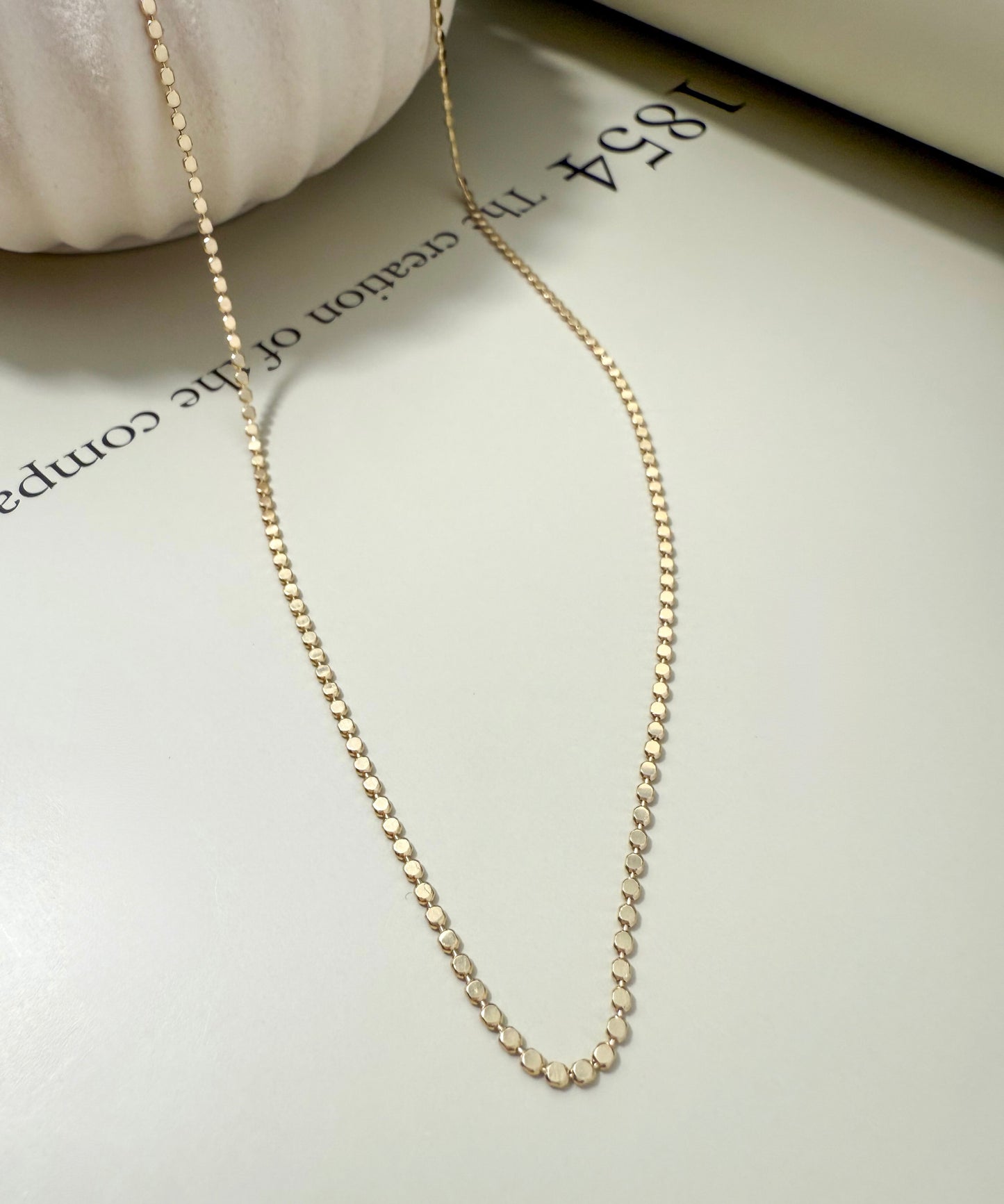 Velani Jewelry Dainty Flat Ball Necklace