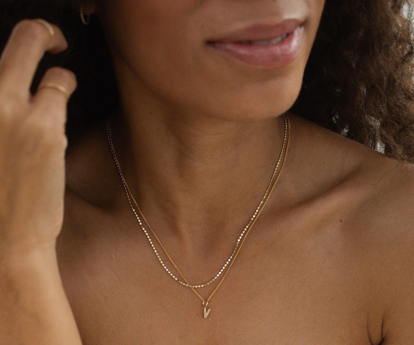 Velani Jewelry Dainty Initial Letter Pendants with CZ