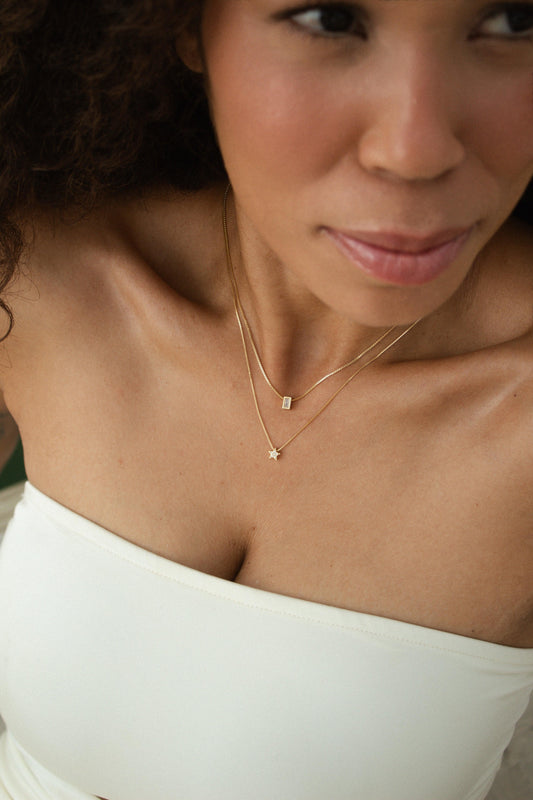 Velani Jewelry Delicate Baguette CZ Necklace