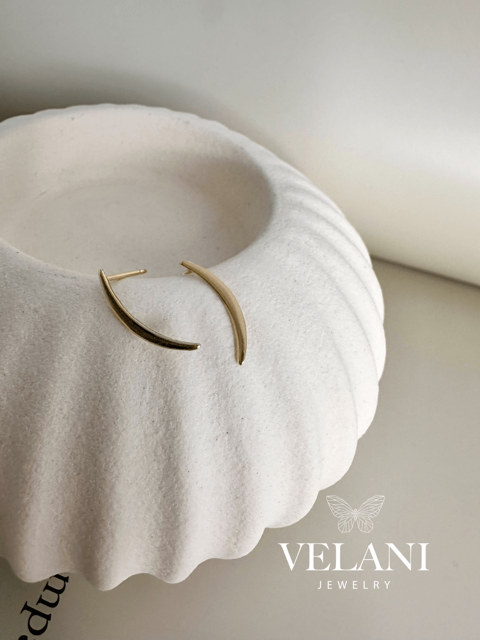 Velani Jewelry Elongated Crescent Moon Studs