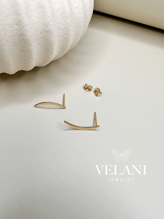 Velani Jewelry Elongated Crescent Moon Studs