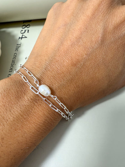 Velani Jewelry Flat Paperclip Bracelet Sterling Silver