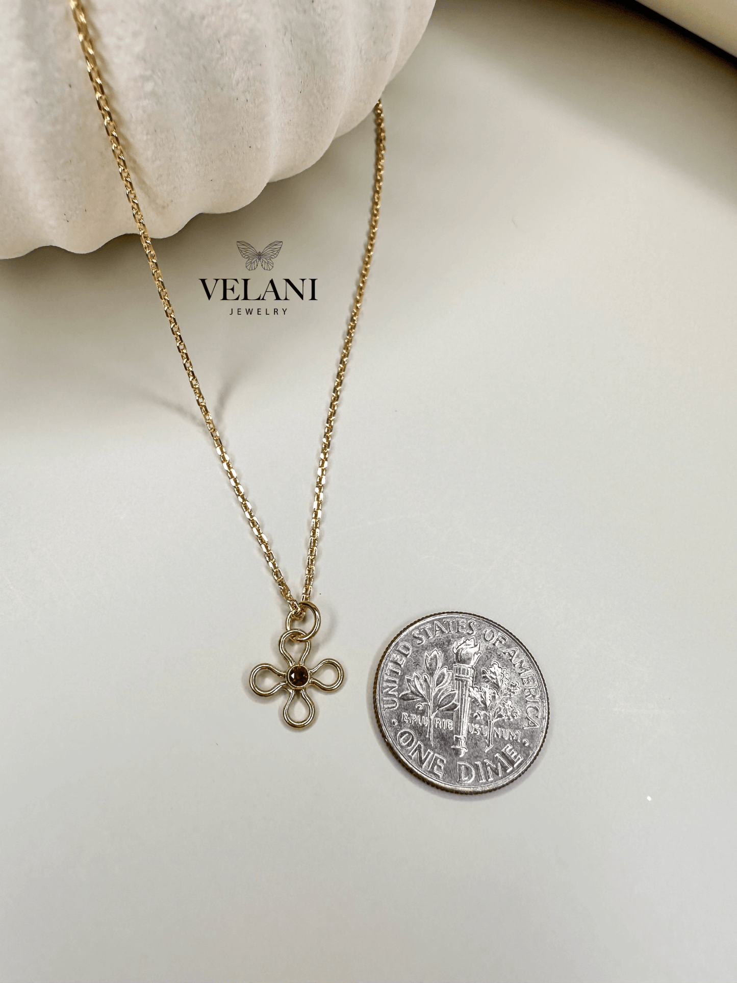 Velani Jewelry Flower Birthstone Pendant