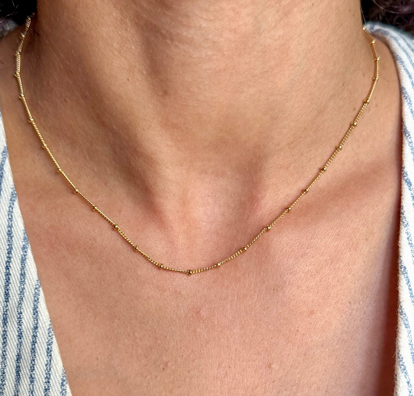Velani Jewelry Gold Filled Spaced Beads Necklace
