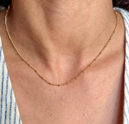 Velani Jewelry Gold Filled Spaced Beads Necklace