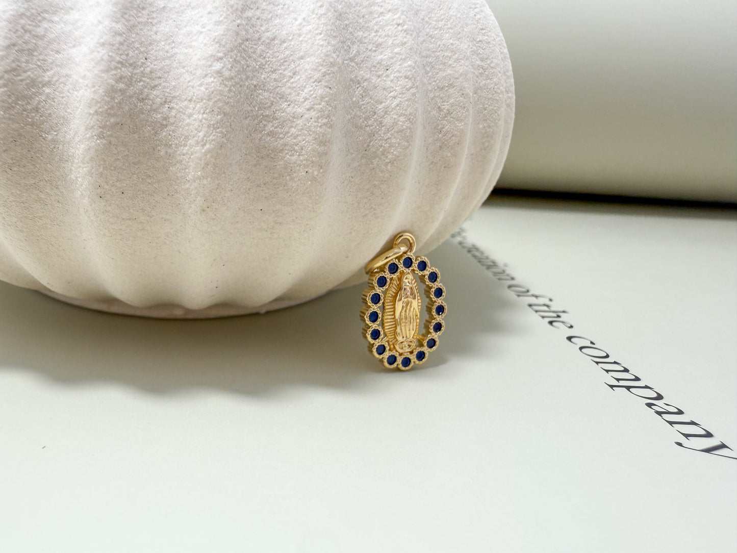 Velani Jewelry Guadalupe Medallion Sapphire Halo Edition