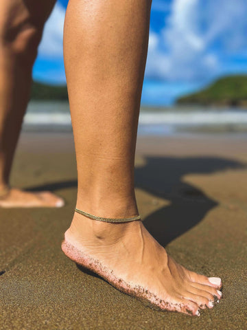 Collection of Velani dainty waterproof anklets, perfect for subtle everyday style in Seattle.