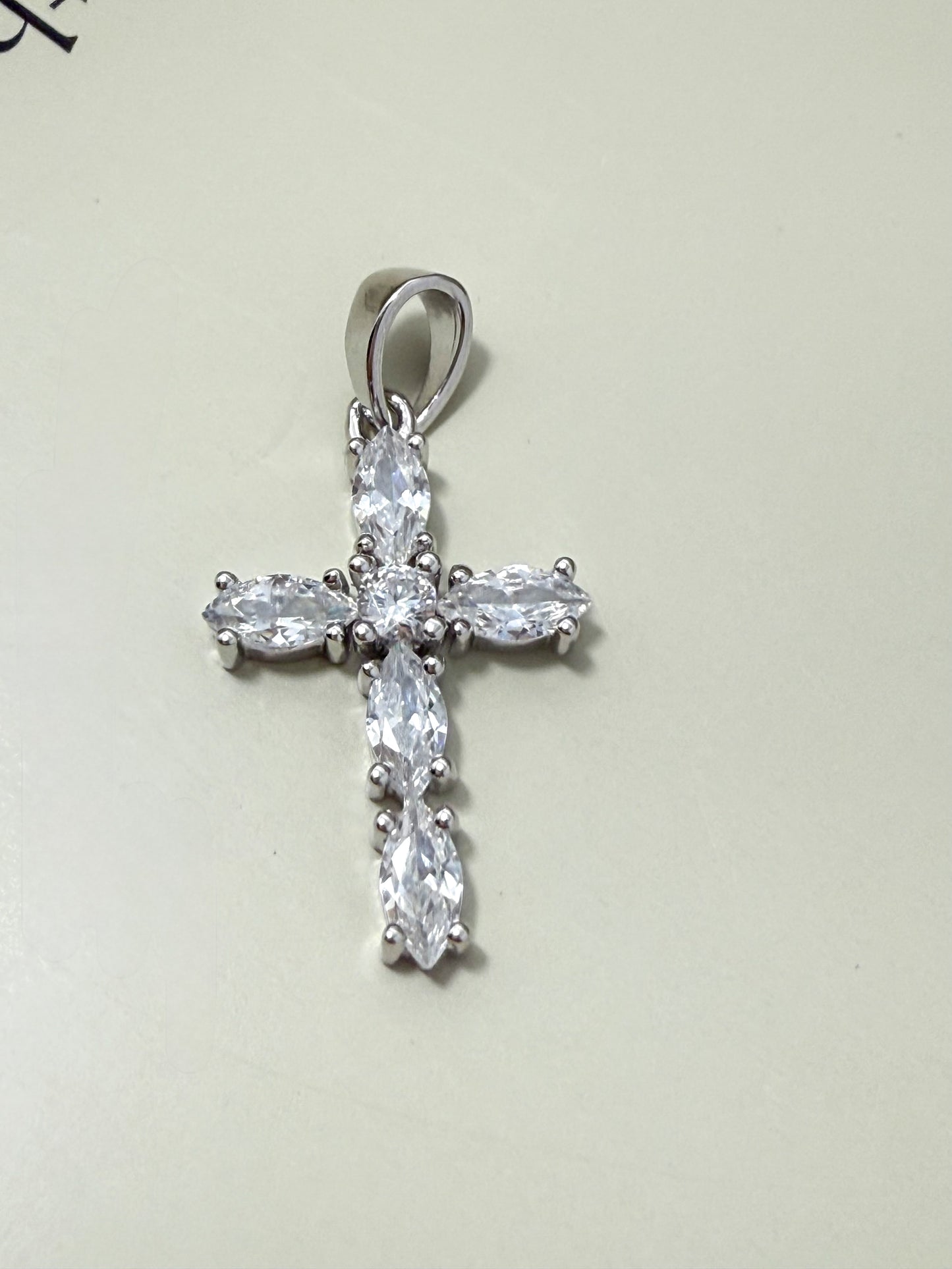Velani Jewelry Marquise Cut Cross Pendant in Sterling Silver