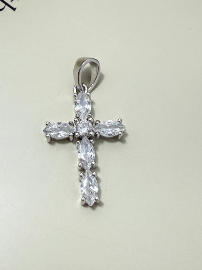 Velani Jewelry Marquise Cut Cross Pendant in Sterling Silver