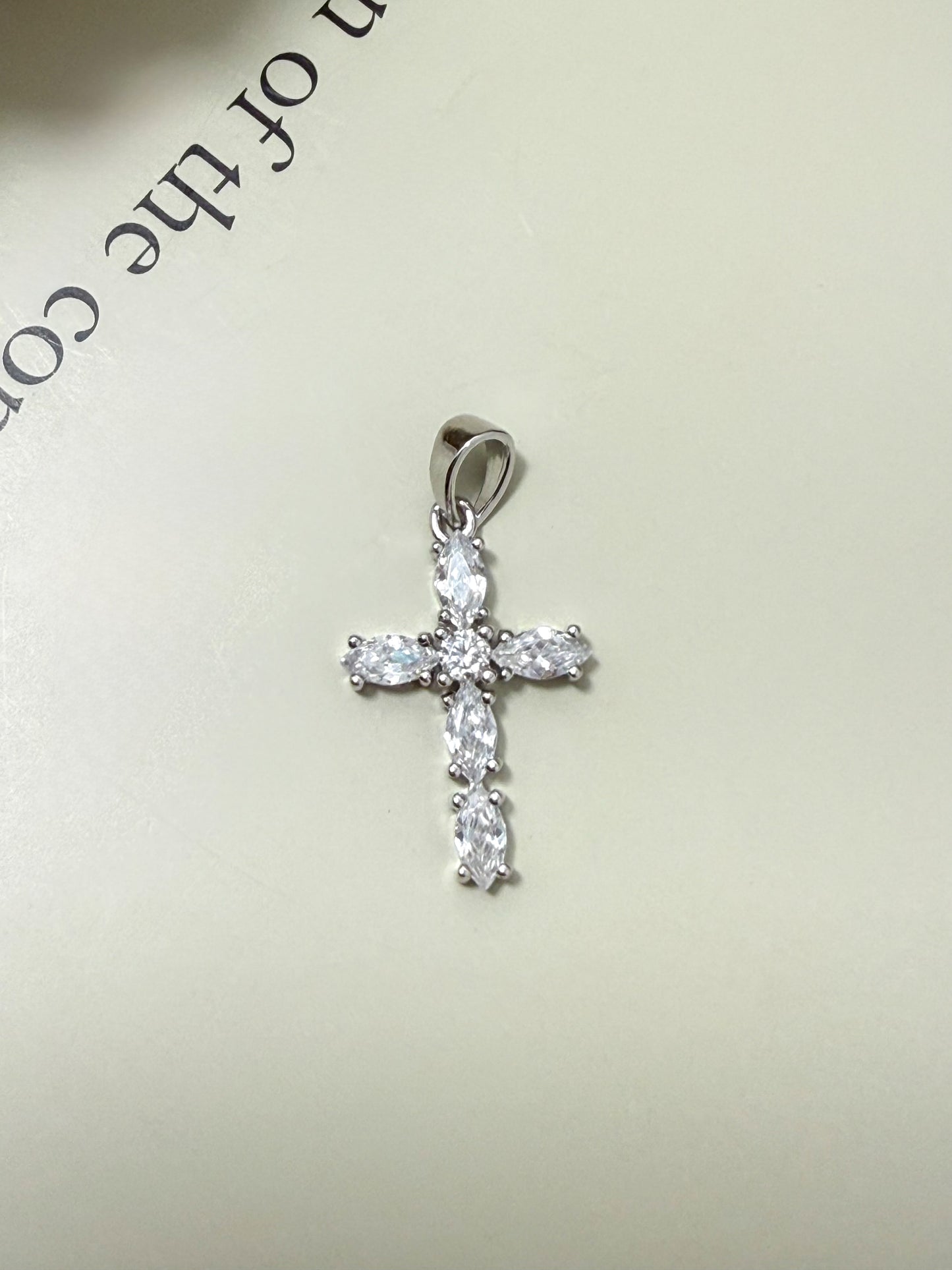 Velani Jewelry Marquise Cut Cross Pendant in Sterling Silver