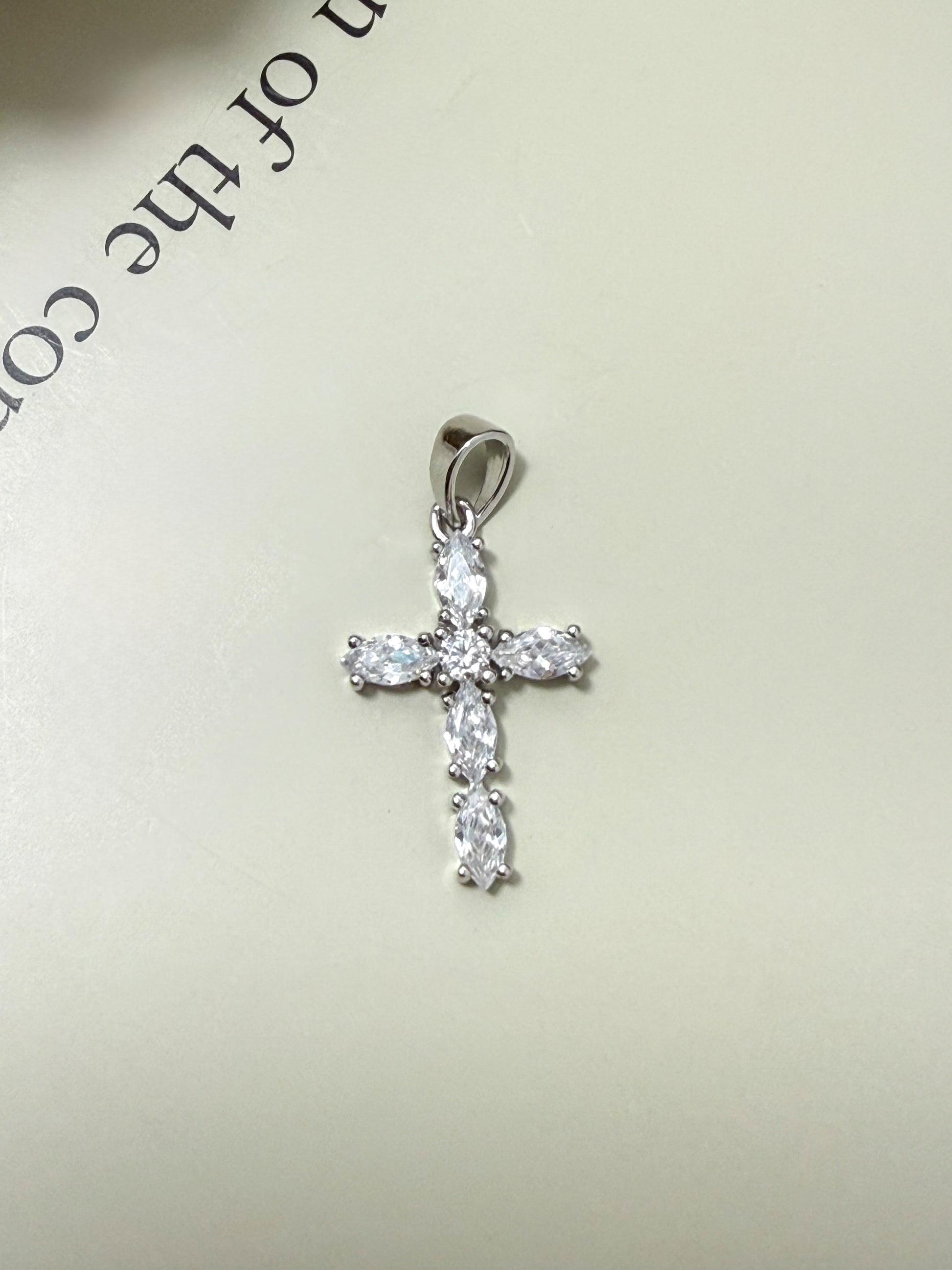 Velani Jewelry Marquise Cut Cross Pendant in Sterling Silver
