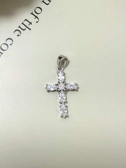 Velani Jewelry Marquise Cut Cross Pendant in Sterling Silver