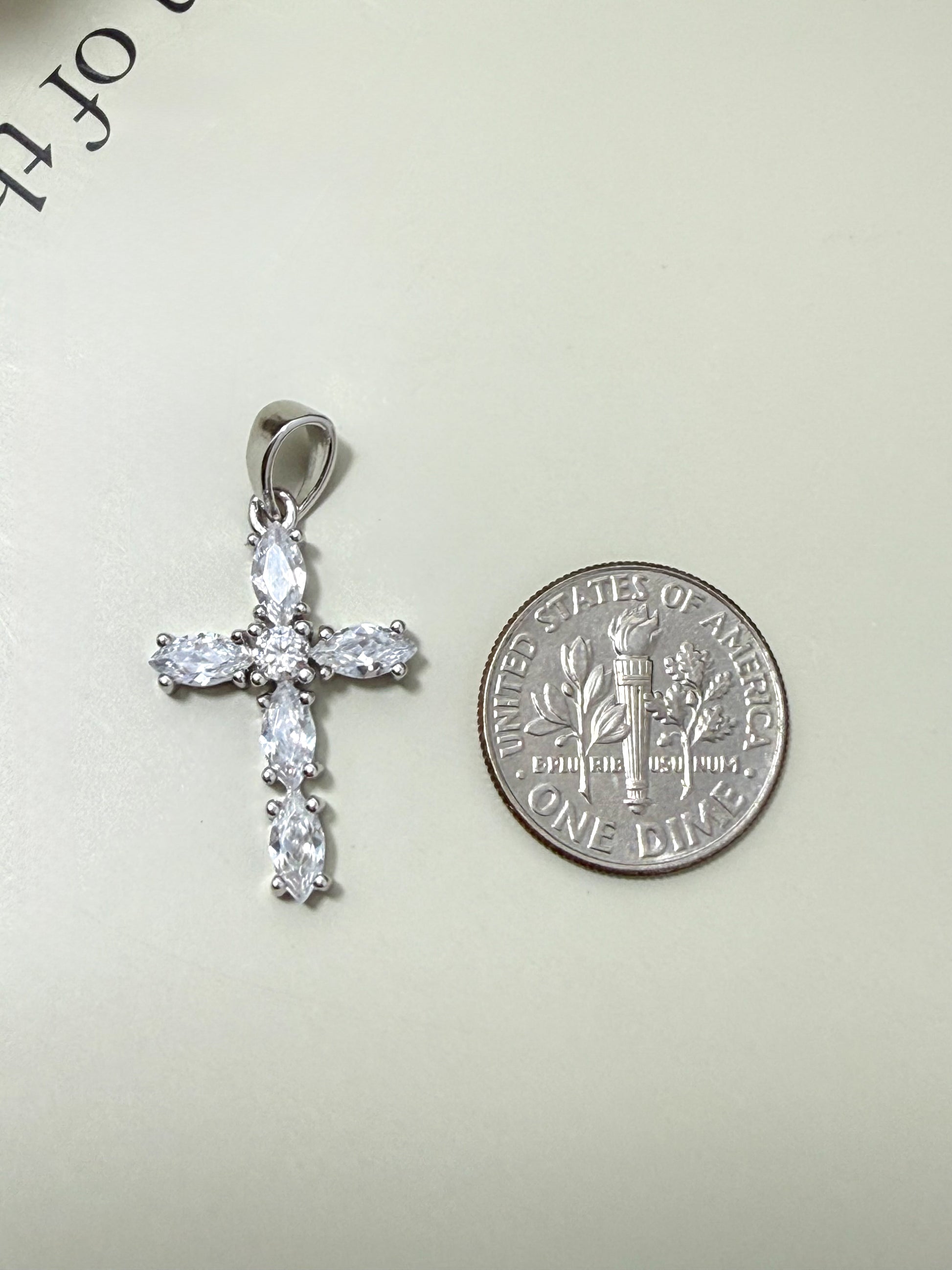 Velani Jewelry Marquise Cut Cross Pendant in Sterling Silver