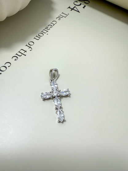 Velani Jewelry Marquise Cut Cross Pendant in Sterling Silver