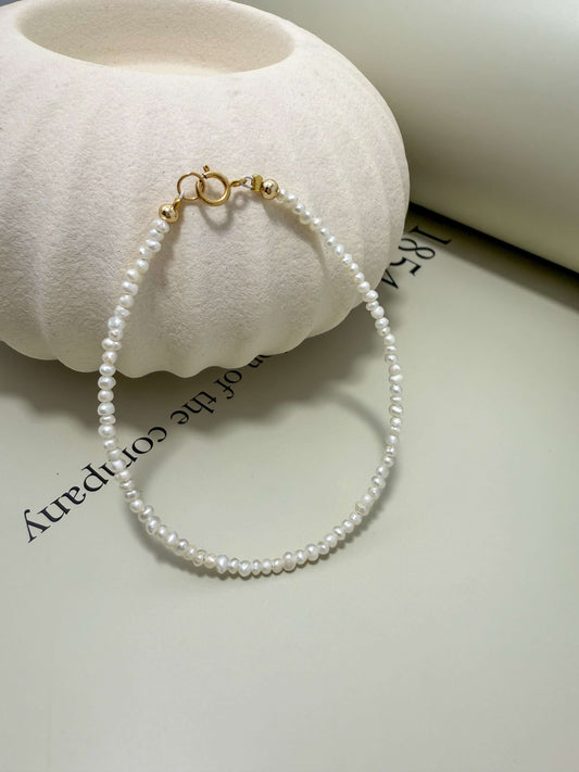 Velani Jewelry Micro Freshwater Pearl Bracelet, hypoallergenic, waterproof, gold filled, everyday wear, tarnish resistant.