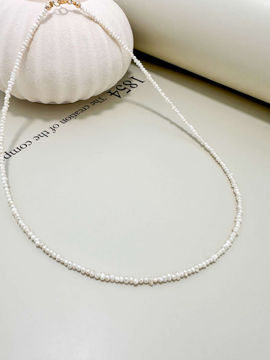 Velani Jewelry Micro Freshwater Pearl Necklace, hypoallergenic, waterproof, gold filled, tarnish resistant for everyday wear.