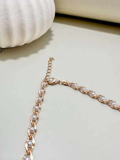 Velani Jewelry Pearl Eye Necklace in gold filled design, featuring simulated pearls, perfect for everyday wear and waterproof.
