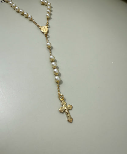 Velani Jewelry  Pearl Rosary Necklace