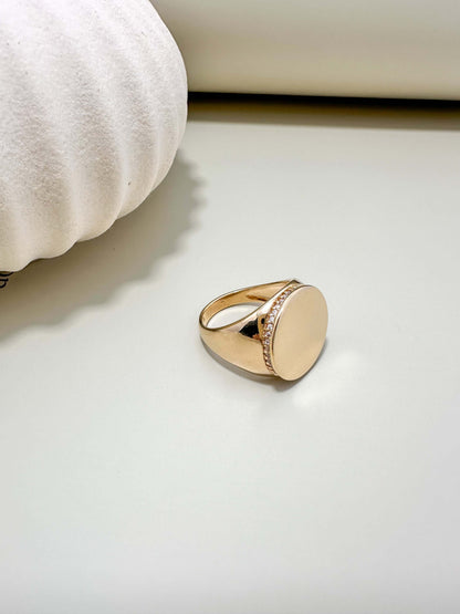 Velani Jewelry 18K gold filled rounded ring with brushed style, hypoallergenic, tarnish resistant, and waterproof.