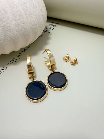 Velani Jewelry 18K gold filled hypoallergenic semiprecious stone round earrings, waterproof and tarnish resistant for everyday wear.