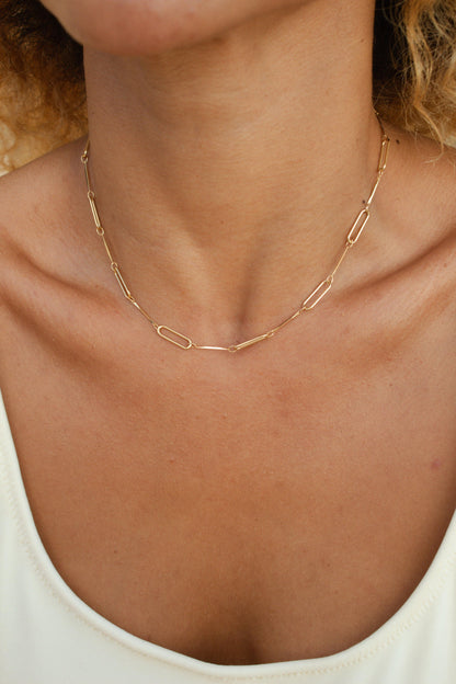 Velani Jewelry Serene Paperclip Link Necklace