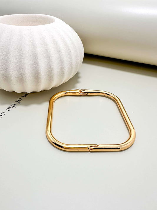 Velani Jewelry Square Bangle Bracelet, hypoallergenic, gold plated, tarnish resistant for everyday wear.