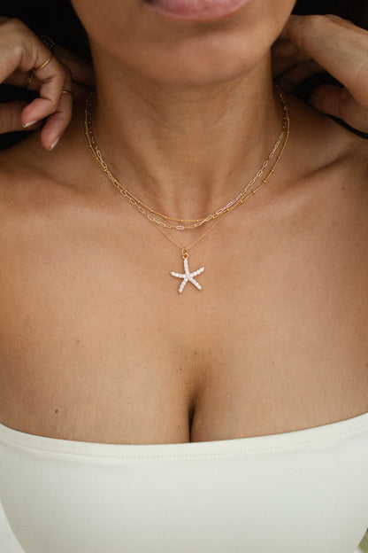 Velani Jewelry Starfish Pendant with CZ